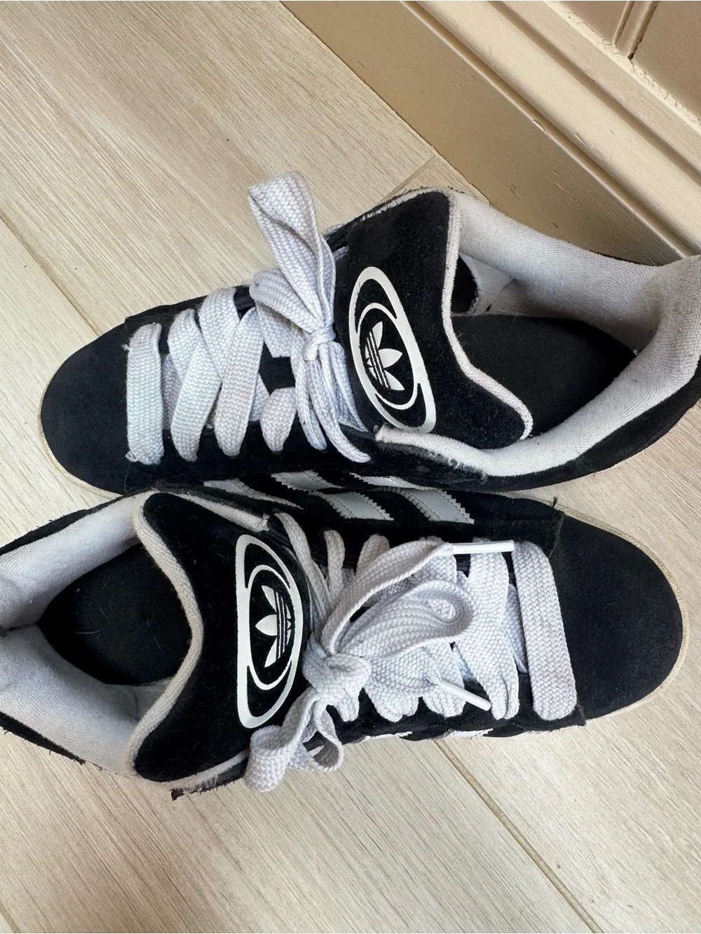 campus adidas women’s Black & White Suede Campus Sneakers